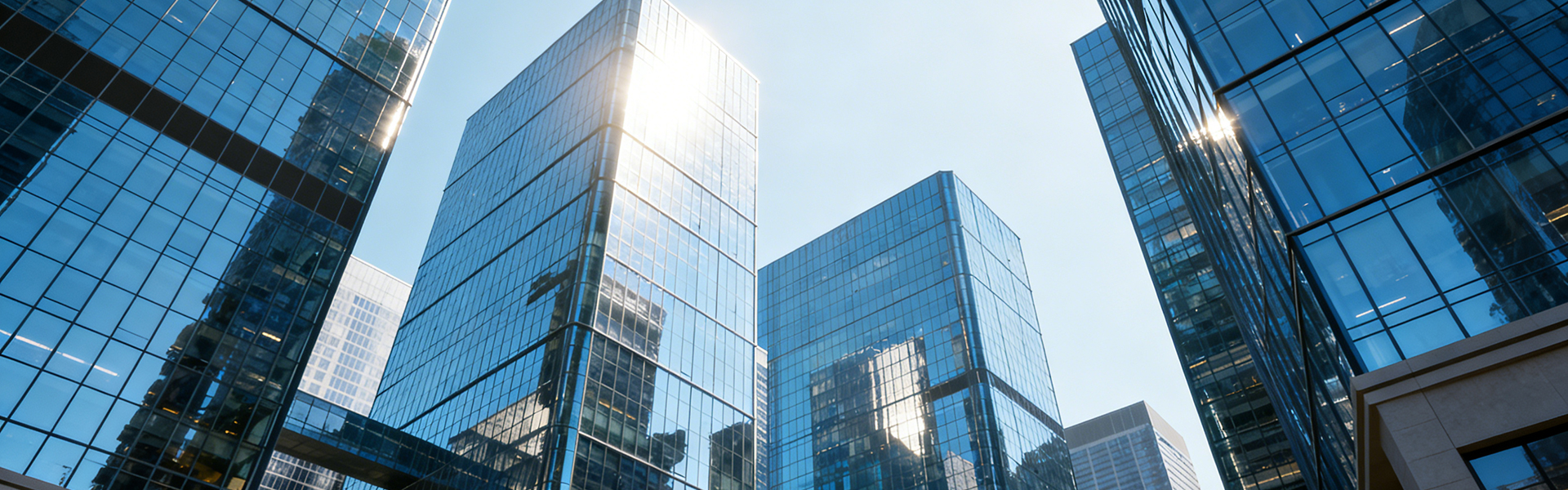 Architectural glass curtain wall buildings