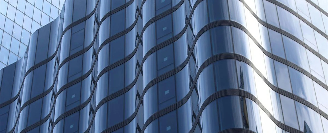 Curved glass facade